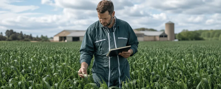 Chef d’exploitation agricole planifiant les traitements de ses cultures