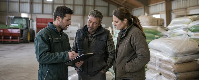 Technicien de chambre d’agriculture conseillant des agriculteurs